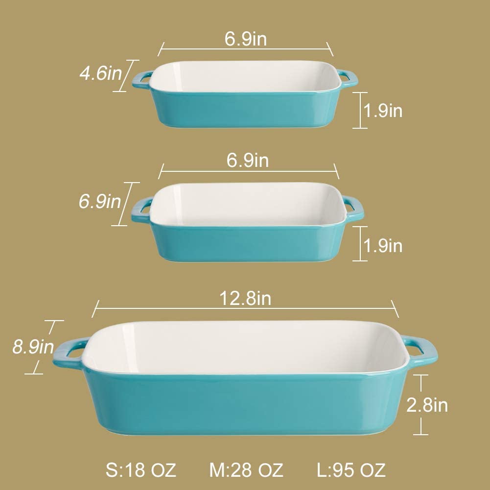 SWEEJAR Ceramic Bakeware Set, Rectangular Baking Dish for Cooking, Kit –  Sweejar Home