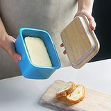 SWEEJAR Porcelain Butter Dish with Lid, Airtight Large Butter Keeper with Wooden Lid, Butter Container Perfect for 2 Sticks of Butter West or East Coast Butter