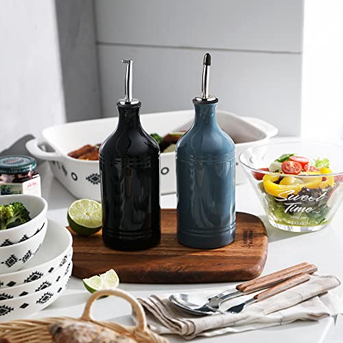 SWEEJAR Bouteille distributrice d'huile d'olive en porcelaine, opaque  protège l'huile pour réduire l'oxydation, 467 ml (gris) : :  Cuisine et Maison