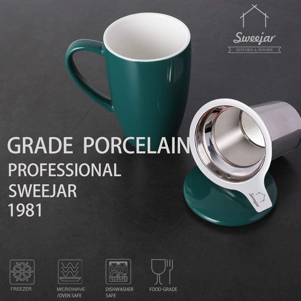 SWEEJAR Porcelain Cappuccino Cups with Saucers and Metal Stand,Espresso  Cups for Specialty Coffee Drinks - Set of 4, 8 oz,Jade