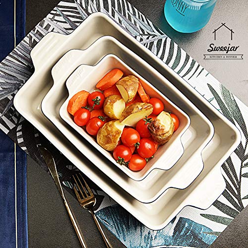 SWEEJAR Ceramic Bakeware Set | Rectangular Baking Dish Lasagna Pans for Cooking, Kitchen, Cake Dinner