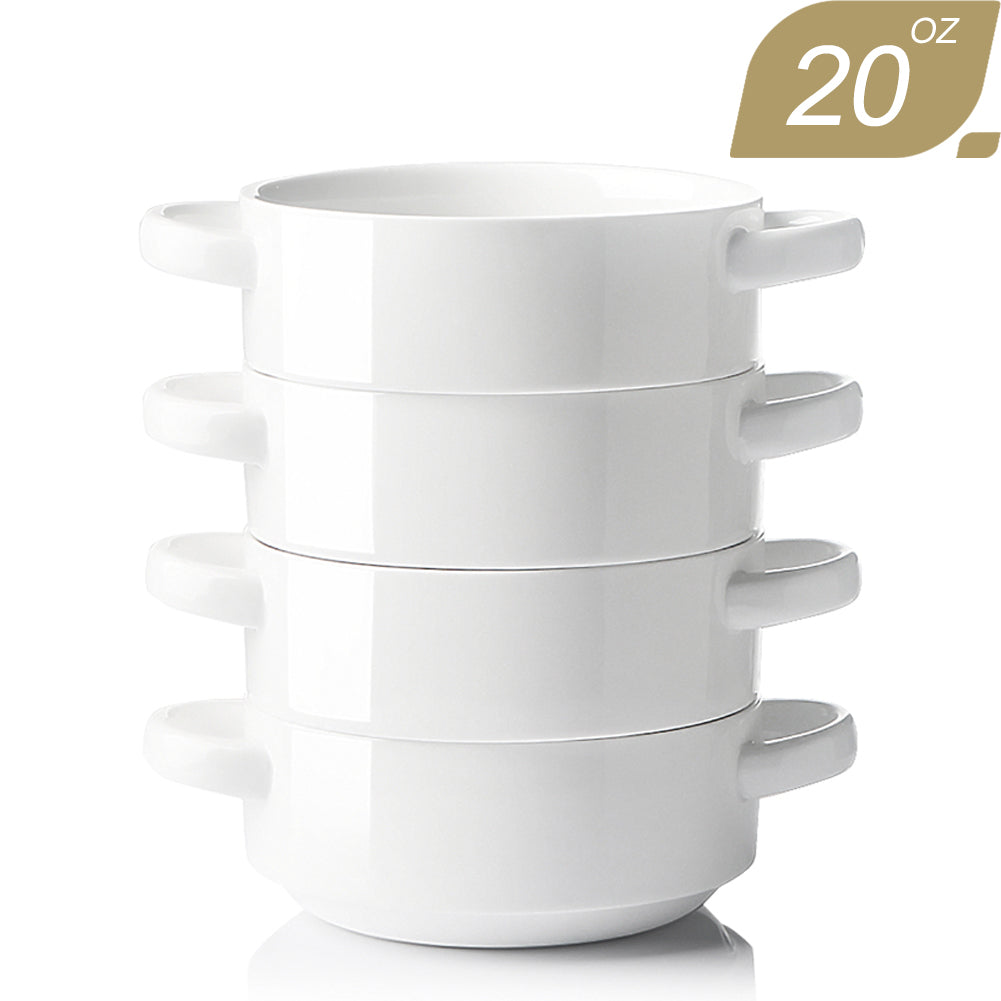 SWEEJAR Ceramic Soup Bowl with Double Handles