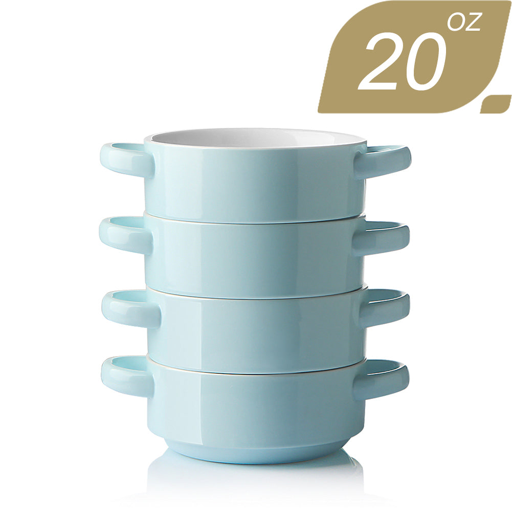 SWEEJAR Ceramic Soup Bowl with Double Handles