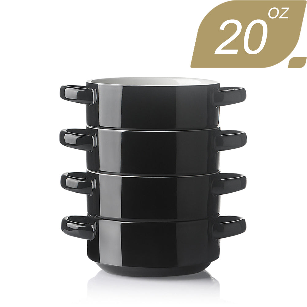 SWEEJAR Ceramic Soup Bowl with Double Handles