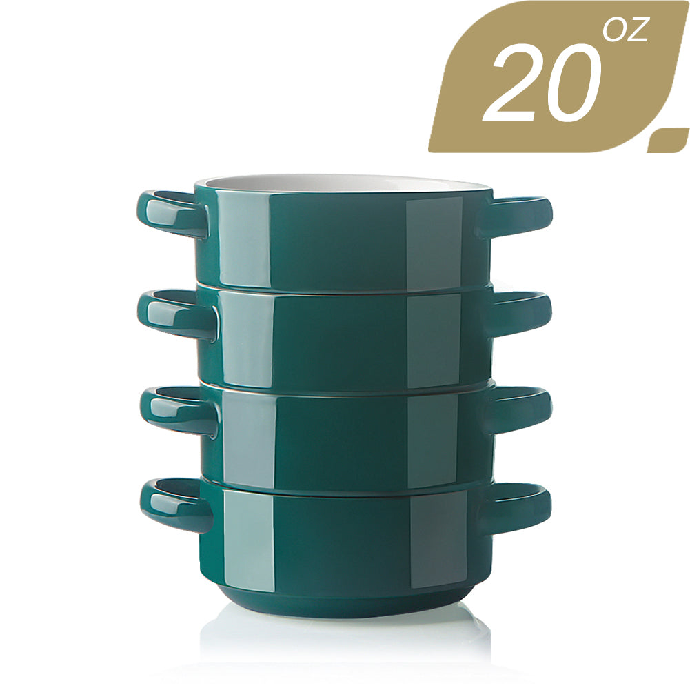 SWEEJAR Ceramic Soup Bowl with Double Handles