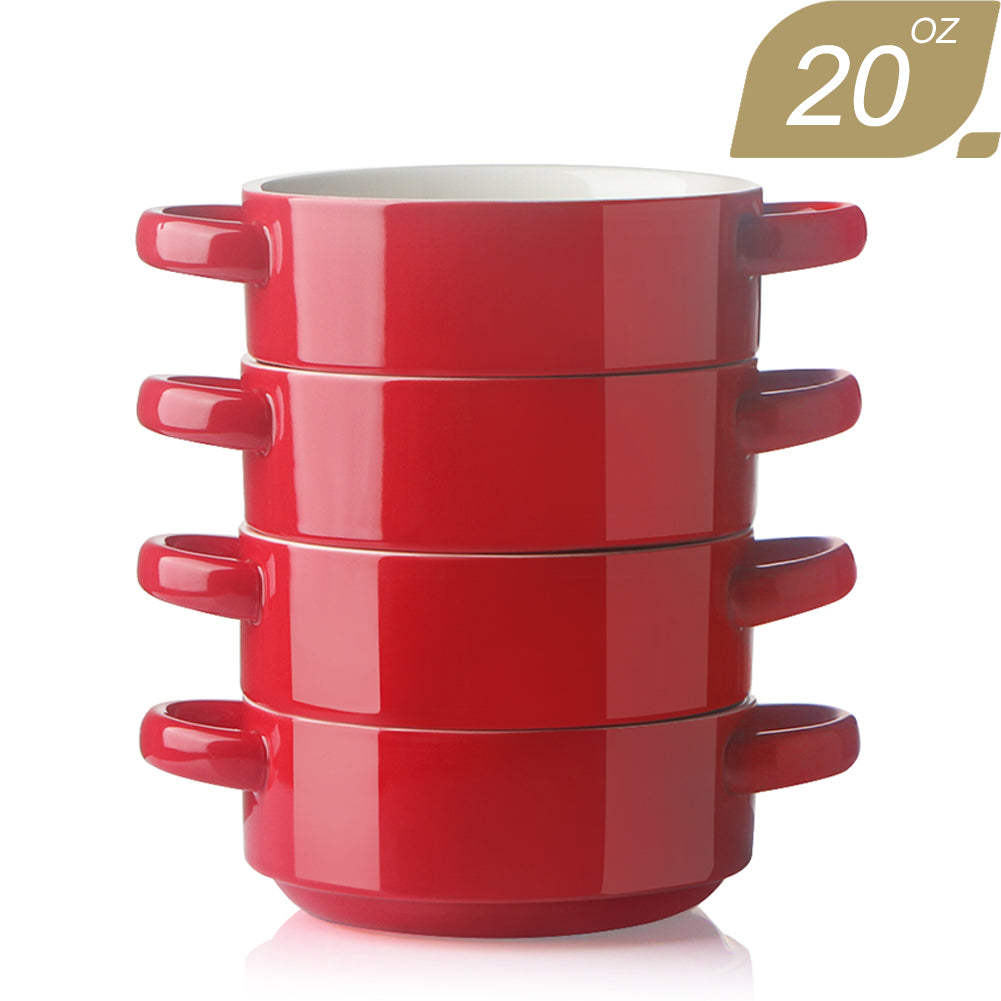 SWEEJAR Ceramic Soup Bowl with Double Handles