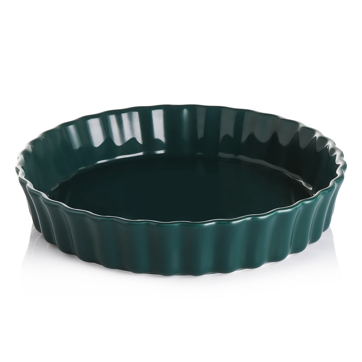 SWEEJAR Porcelain Pie Pan, 9.5-inch Round Corrugated Tart Dish, Non-sticky Ceramic Quiche Plate, Suitable for Baking Apple Pie, Cheese Sweet Potato Pie, Chicken Pot Pie, Crustless Quiche