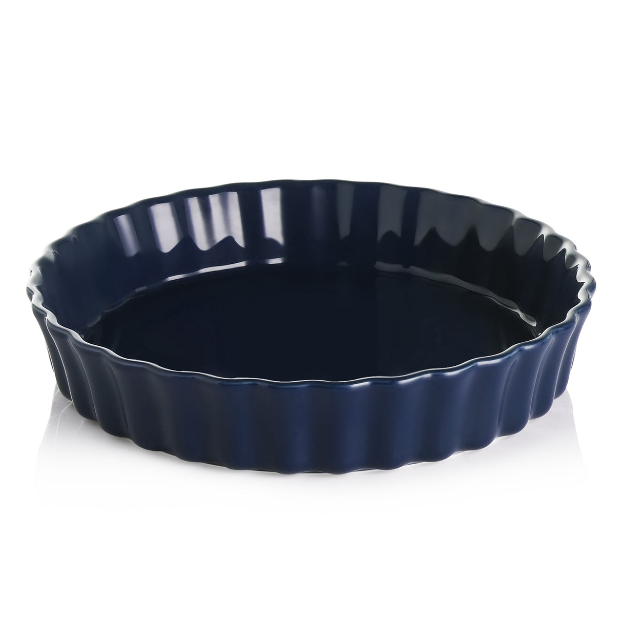 SWEEJAR Porcelain Pie Pan, 9.5-inch Round Corrugated Tart Dish, Non-sticky Ceramic Quiche Plate, Suitable for Baking Apple Pie, Cheese Sweet Potato Pie, Chicken Pot Pie, Crustless Quiche