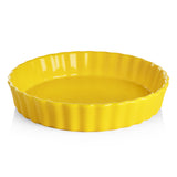 SWEEJAR Porcelain Pie Pan, 9.5-inch Round Corrugated Tart Dish, Non-sticky Ceramic Quiche Plate, Suitable for Baking Apple Pie, Cheese Sweet Potato Pie, Chicken Pot Pie, Crustless Quiche