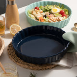 SWEEJAR Porcelain Pie Pan, 9.5-inch Round Corrugated Tart Dish, Non-sticky Ceramic Quiche Plate, Suitable for Baking Apple Pie, Cheese Sweet Potato Pie, Chicken Pot Pie, Crustless Quiche