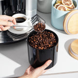 SWEEJAR Kitchen Canisters Ceramic Food Storage Jar Set, Stackable Containers with Airtight Seal Wooden Lid for Serving Ground Coffee, Tea, Herbs, Grains, Sugar, Salt and More - Set of 4