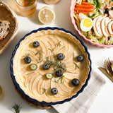 SWEEJAR Porcelain Pie Pan, 9.5-inch Round Corrugated Tart Dish, Non-sticky Ceramic Quiche Plate, Suitable for Baking Apple Pie, Cheese Sweet Potato Pie, Chicken Pot Pie, Crustless Quiche